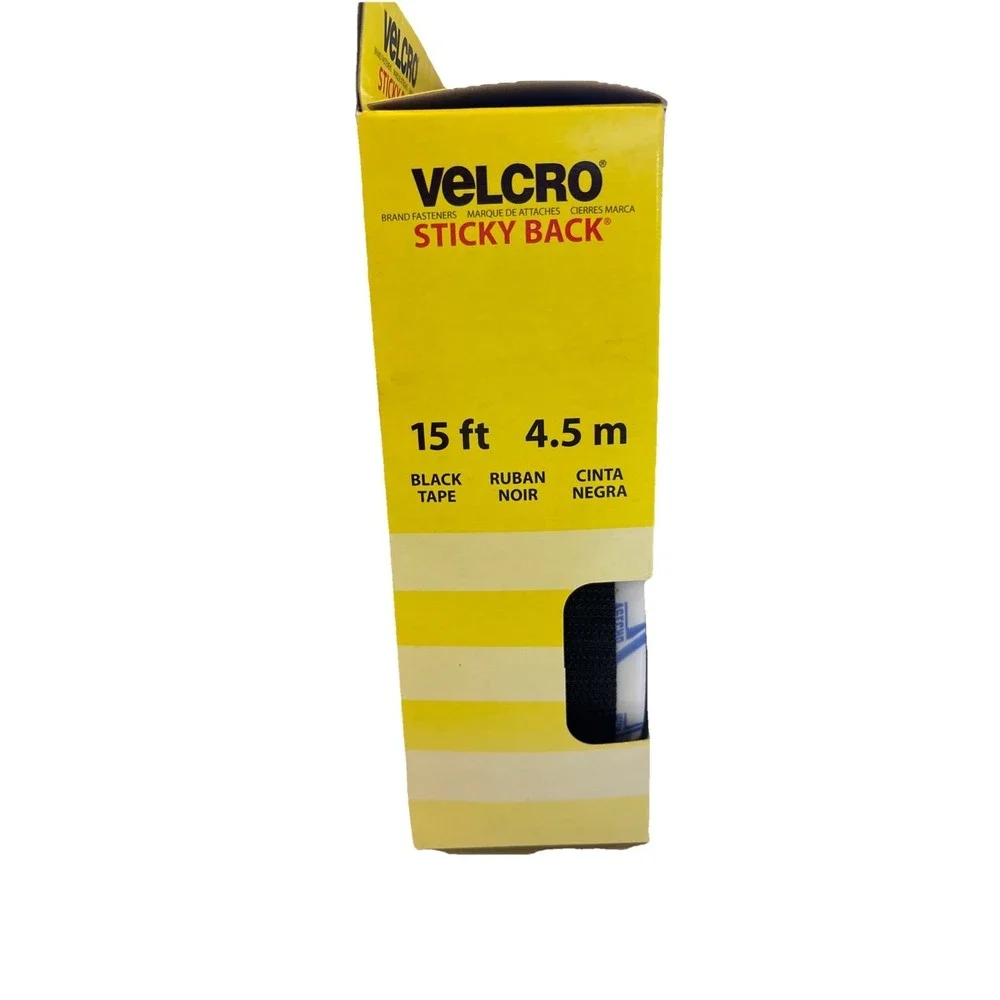 NEW VELCRO Sticky‎ Back Tape -Organization Brand Fasteners Black 15ft x 3/4 Roll
